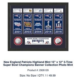 New England Patriots Super Bowl Champions Plaque